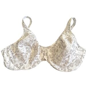 Bali Floral Underwire Bra 38D Beige Taupe Full Coverage Comfort Bra
